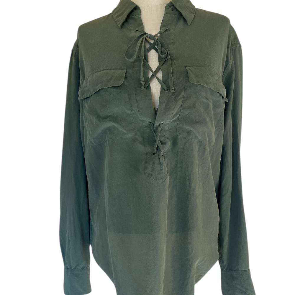 Equipment Green Silk Blouse Small